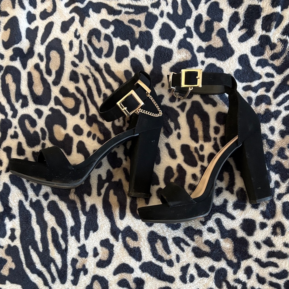 Elegant Black Ankle Strap Heels